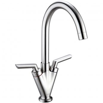 Deva Lever Kitchen Sink Mixer Tap with Dual Handle - Brushed Chrome