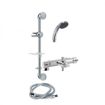 Deva Lever Pillar Mounted Bath Shower Mixer Tap - Chrome Hose & Slide Rail Kit