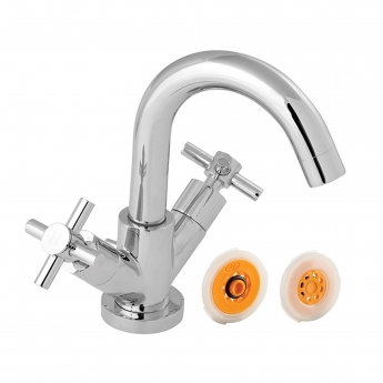 Deva Motif Mono Basin Mixer Tap with Press Top Waste Seal and 4 litre Flow Regulator - Chrome