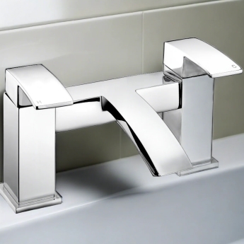Deva Swoop MK2 Pillar Mounted Bath Filler Tap Dual Handle - Chrome | Product Image