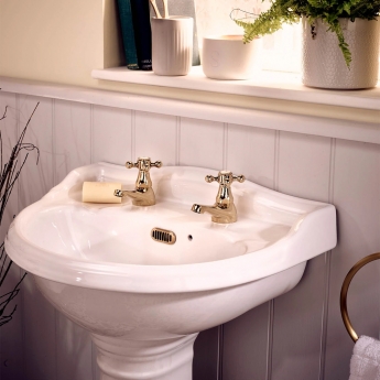 Deva Tudor Traditional Basin Taps Pair - Gold