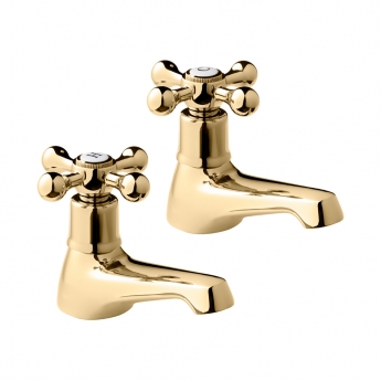 Deva Tudor Traditional Basin Taps Pair - Gold