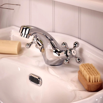 Deva Tudor Mono Basin Mixer Tap with Pop Up Waste - Chrome | Product Image