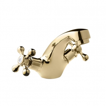 Deva Tudor Mono Basin Mixer Tap with Press Top Waste - Gold