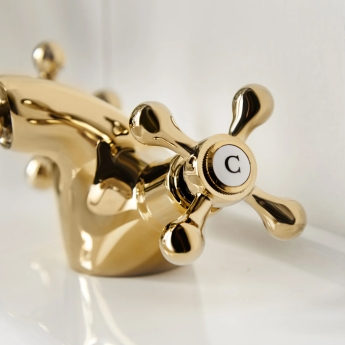 Deva Tudor Mono Bidet Mixer Tap Gold with Pop Up Waste | Product Image