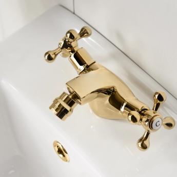 Deva Tudor Mono Bidet Mixer Tap Gold with Pop Up Waste | Product Image