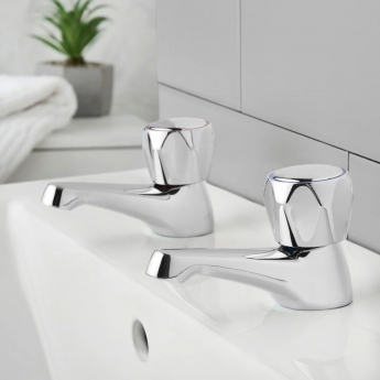 Deva Vitality Round Basin Taps Pair - Chrome