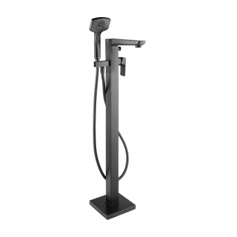 Deva Satinjet Wai Floor Mounted Bath Shower Mixer Tap - Matt Black