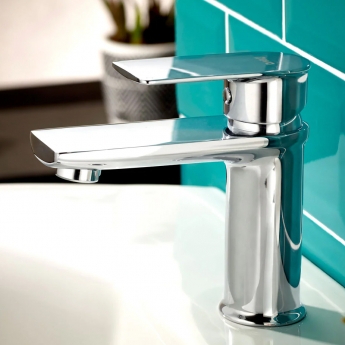 Deva Zonos Mono Basin Mixer Tap with Press Top Waste - Chrome
