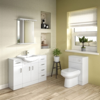 Duchy Alaska 2-Door Floor Standing Vanity Unit with Deluxe Basin 550mm Wide - White