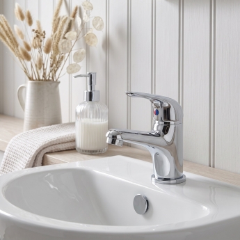 Duchy Ansom Chrome Mono Basin Mixer Tap (inc Press Top Waste) | Product Image