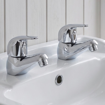 Duchy Ansom Chrome Basin Hot & Cold Taps Pair | Product Image