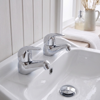 Duchy Ansom Chrome Basin Hot & Cold Taps Pair | Product Image