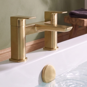 Duchy Caradon Brushed Brass Pillar Mounted Bath Filler Tap | Product Image