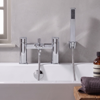 Duchy Caradon Chrome Pillar Mounted Bath Shower Tap (inc Bracket, Handset and Hose) | Product Image