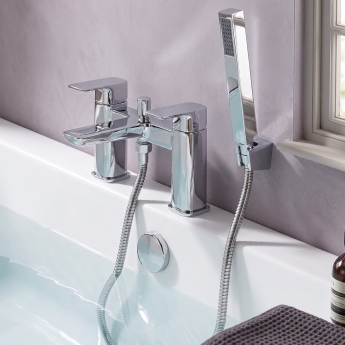 Duchy Caradon Chrome Pillar Mounted Bath Shower Tap (inc Bracket, Handset and Hose) | Product Image