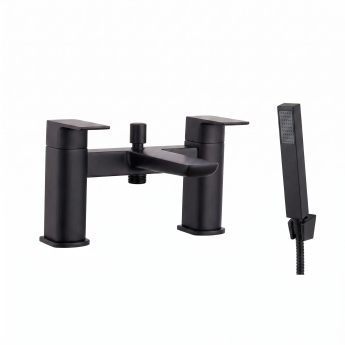 Duchy Caradon Black Pillar Mounted Bath Shower Tap (inc Bracket, Handset and Hose) | Product Image