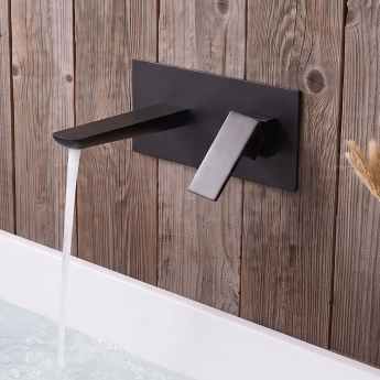 Duchy Caradon Black Wall Mounted Bath Filler Tap | Product Image