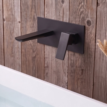 Duchy Caradon Black Wall Mounted Bath Filler Tap | Product Image