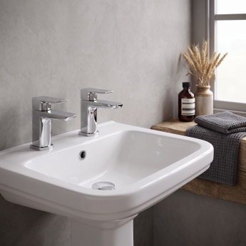 Duchy Caradon Chrome Basin Hot & Cold Taps Pair | Product Image