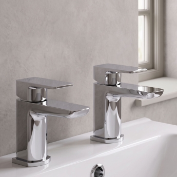 Duchy Caradon Chrome Basin Hot & Cold Taps Pair | Product Image