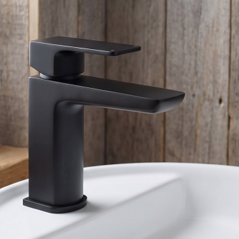 Duchy Caradon Black Mini Mono Basin Mixer Tap (inc Press Top Waste) | Product Image