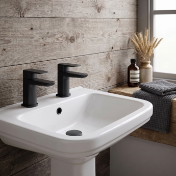 Duchy Caradon Black Basin Hot & Cold Taps Pair | Product Image