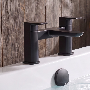 Duchy Caradon Black Pillar Mounted Bath Filler Tap | Product Image