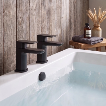 Duchy Caradon Black Bath Hot & Cold Taps Pair | Product Image