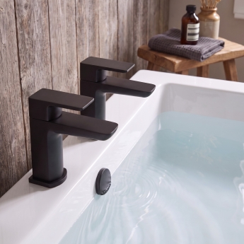 Duchy Caradon Black Bath Hot & Cold Taps Pair | Product Image