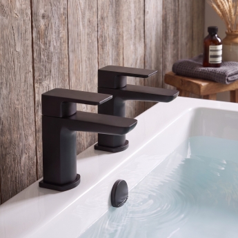 Duchy Caradon Black Bath Hot & Cold Taps Pair | Product Image