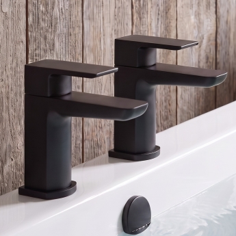 Duchy Caradon Black Bath Hot & Cold Taps Pair | Product Image
