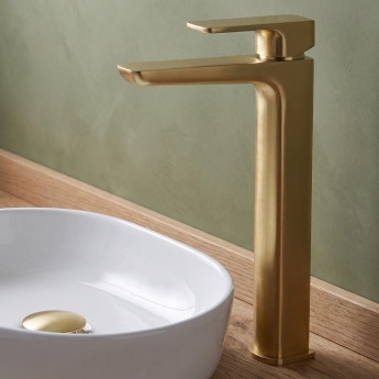 Duchy Caradon Brushed Brass Tall Mono Basin Mixer Tap | Product Image