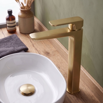 Duchy Caradon Brushed Brass Tall Mono Basin Mixer Tap | Product Image