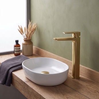 Duchy Caradon Brushed Brass Tall Mono Basin Mixer Tap | Product Image