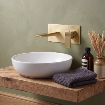 Duchy Caradon Brushed Brass Wall Mounted Basin Mixer Tap | Product Image