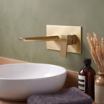 Duchy Caradon Brushed Brass Wall Mounted Basin Mixer Tap | Product Image
