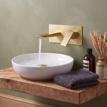 Duchy Caradon Brushed Brass Wall Mounted Basin Mixer Tap | Product Image