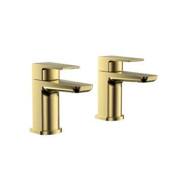 Duchy Caradon Brushed Brass Bath Hot & Cold Taps Pair | Product Image