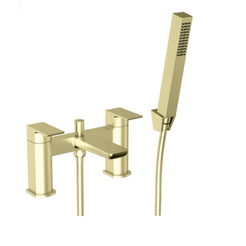 Duchy Caradon Brushed Brass Pillar Mounted Bath Shower Tap (inc Bracket, Handset and Hose) | Product Image