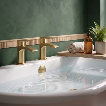 Duchy Hendra Brushed Brass Bath Hot & Cold Taps Pair | Product Image