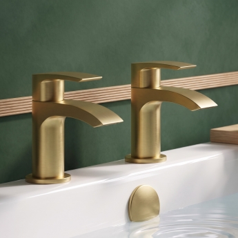 Duchy Hendra Brushed Brass Bath Hot & Cold Taps Pair | Product Image