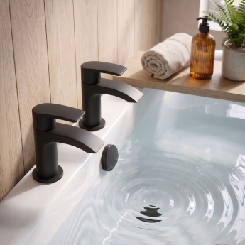 Duchy Hendra Black Bath Hot & Cold Taps Pair | Product Image