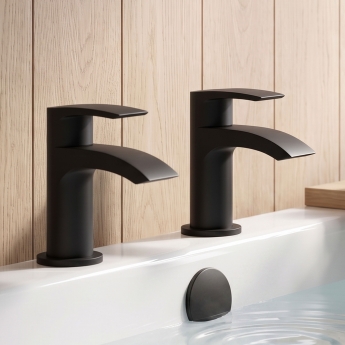 Duchy Hendra Black Bath Hot & Cold Taps Pair | Product Image