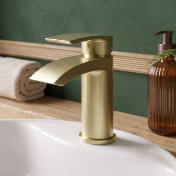 Duchy Hendra Brushed Brass Mono Basin Mixer Tap (inc Press Top Waste) | Product Image