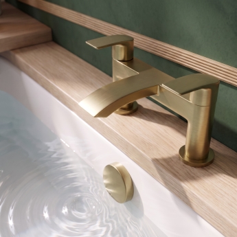 Duchy Hendra Brushed Brass Pillar Mounted Bath Filler Tap | Product Image