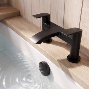 Duchy Hendra Black Pillar Mounted Bath Filler Tap | Product Image