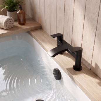 Duchy Hendra Black Pillar Mounted Bath Filler Tap | Product Image