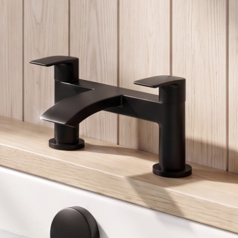 Duchy Hendra Black Pillar Mounted Bath Filler Tap | Product Image