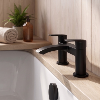 Duchy Hendra Black Pillar Mounted Bath Filler Tap | Product Image